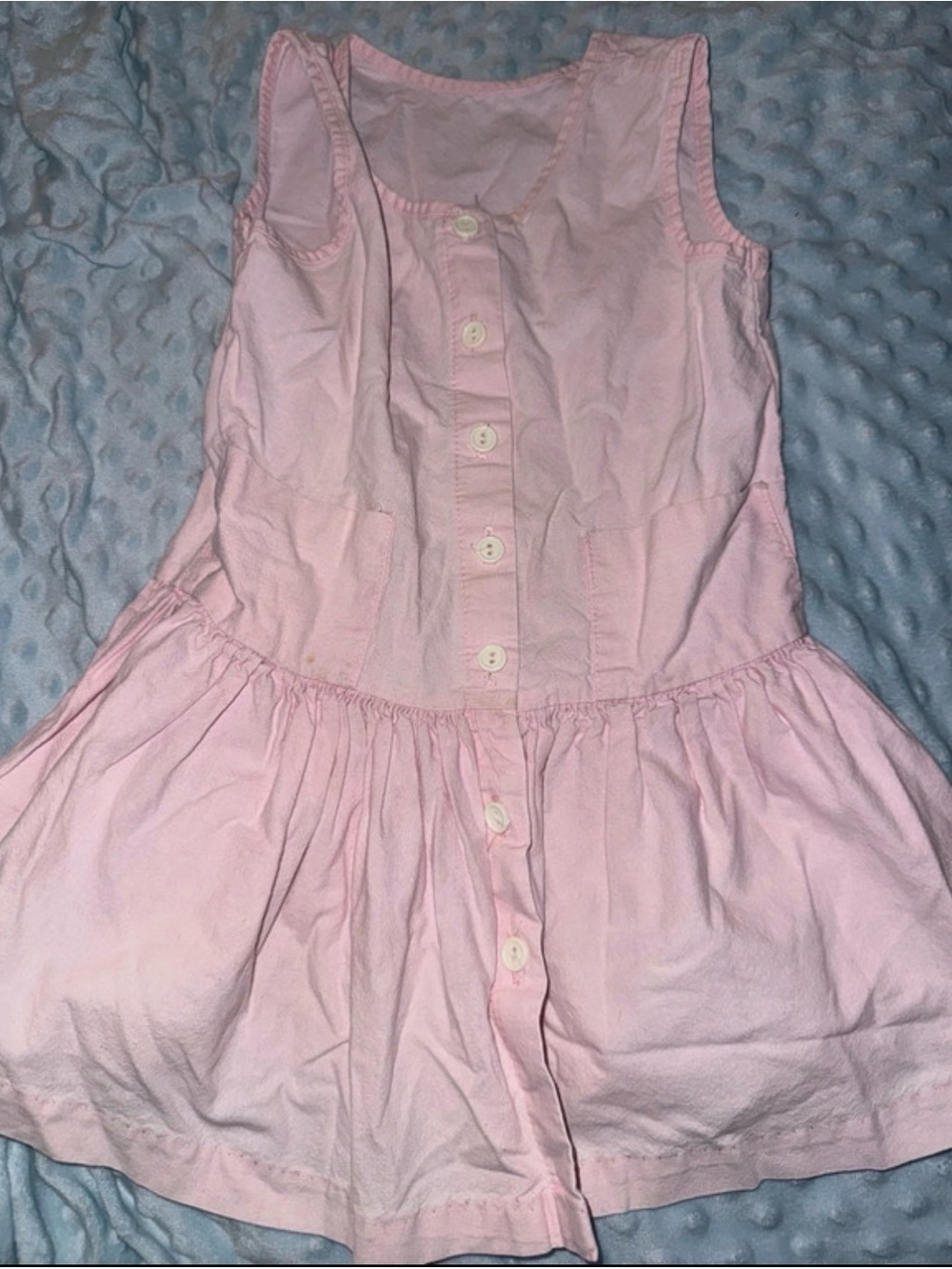 Sleeveless Pink Button-Front Girls' Casual Dress